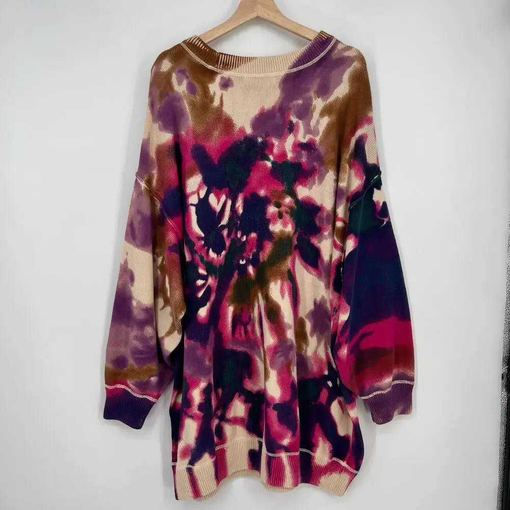 Natural Life Taylor Oversized Sweater in Sunrise Tie Dye Womens L/XL Multicolor - Picture 3 of 9